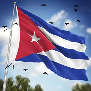 Latin America Flags Imprime: Flag of Cuba, This is a computer generated and 3d rendered image