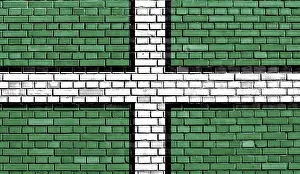 UK State Flag Design Imprime: Flag of Devon painted on brick wall