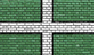 British Nationality Symbol Imprime: Flag of Devon painted on brick wall
