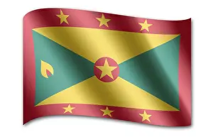 Impresiones de La bandera de Grenada, también conocida como la 'bandera del cactus', es un símbolo importante para el país caribeño Granada Imprime: Bandera de Granada