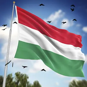 European Country Flags Imprime: Flag of Hungary, This is a computer generated and 3d rendered image