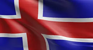 Digitally Generated Flags Imprime: Flag of Iceland using as background, 3d rendering