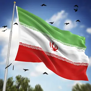 Western Asia Flags Imprime: Flag of Iran, This is a computer generated and 3d rendered image