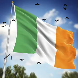 European 3D Rendering Imprime: Flag of Ireland, This is a computer generated and 3d rendered image