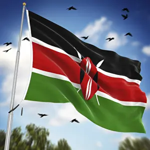 Kenya Flag Imprime: Flag of Kenya, This is a computer generated and 3d rendered image