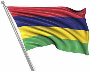 Republic Of Mauritius Emblem Imprime: Flag of Mauritius, This is a computer generated and 3d rendered image
