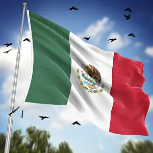 Latin America Flags Imprime: Flag of Mexico, This is a computer generated and 3d rendered image