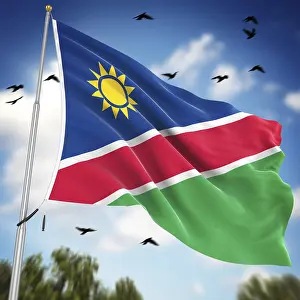 Computer Generated Images Imprime: Flag of Namibia, This is a computer generated and 3d rendered image