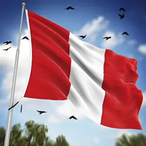 Latin America Flags Imprime: Flag of Peru, This is a computer generated and 3d rendered image