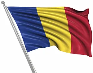 Romania Flag Imprime: Flag of Romania, This is a computer generated and 3d rendered image