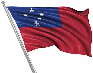 Samoa Flag Imprime: Flag of Samoa, This is a computer generated and 3d rendered image