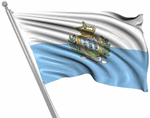 Impresiones de Bandera de San Marino, Esta es una imagen generada por computadora y renderizada en 3D San Marino Imprime: Bandera de San Marino, esta es una imagen generada por computadora y renderizada en 3D.