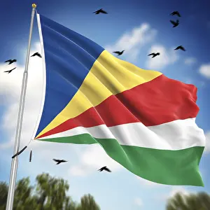 East Africa Flags Imprime: Flag of Seychelles, This is a computer generated and 3d rendered image