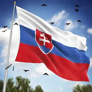 European Country Flags Imprime: Flag of Slovakia, This is a computer generated and 3d rendered image