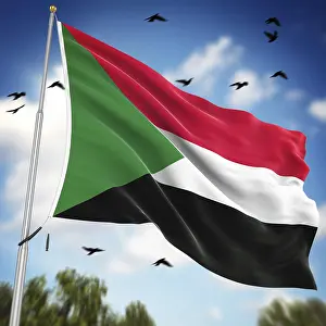 North African Flags Imprime: Flag of Sudan, This is a computer generated and 3d rendered image