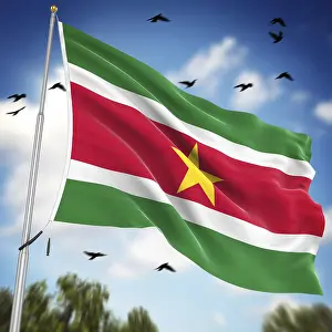 Impresiones de Bandera de Surinam, Esta es una imagen generada por computadora y renderizada en 3D Surinam Imprime: Bandera de Surinam, Esta es una imagen generada por computadora y renderizada en 3D.