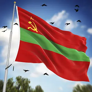 Southeast Europe Flags Imprime: Flag of Transnistria State, This is a computer generated and 3d rendered image
