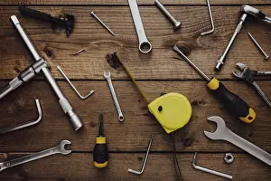 Flat Lay Photography Imprime: Flat lay with DYI composition of various work