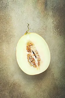 Fresh Melon Imprime: Fresh melon in section, half melon