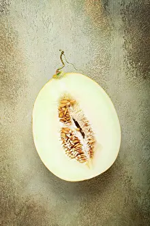 Fresh Melon Imprime: Fresh melon in section, half melon