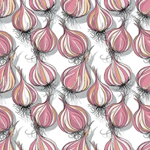 Editable Vector Template Imprime: Garlic repeating pattern, editable vector template