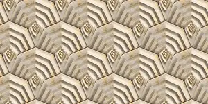 Modern Architecture Background Imprime: A geometric pattern featuring interlocking shield shapes and a layered 3D effect