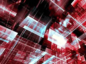 Arte Digital Imprime: Bloques de vidrio - fondo tecnológico.