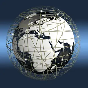 Online Communication Imprime: Globe surrounded by network