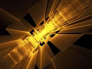 Contemporary Architectural Style Imprime: Golden technology, sci-fi o esoteric background - abstract computer generated image