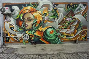 Pintura Imprime: Un mural de graffiti en un patio, STEN.