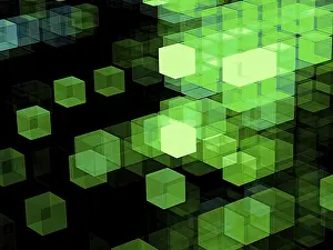 Fractal Technology Background Imprime: Green and black technology background