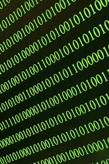 Binary Code Pattern Imprime: Green horizontal binary rows, symbolising digital technology