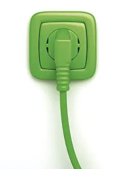 Green Power Supply Imprime: Green socket or power point with plug