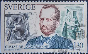Industriales Imprime: Gustaf de Laval en un sello postal sueco.