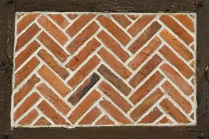 European Half Timbering Imprime: Half-timbered facade with brick pattern