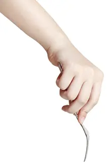 Nutrition Concept Imprime: Hand with fork against white background