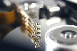 Data Storage Technology Imprime: Harddisk Read-Write Head on the Disc