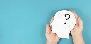 Problem Solving Concept Imprime: Head with a brain and question mark