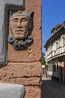 Lower Franconia Bavaria Architecture Imprime: Head of a devil on a sandstone facade