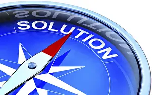 High Resolution Rendering Imprime: high resolution rendering of a compass with a solution icon