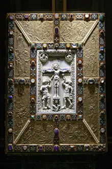 Impresiones de Vista interior, portada de libro, Codex Aureus, Museo del Monasterio, Abadía de Echternach, Echternach, Luxemburgo Imágenes Relacionadas Imprime: Vista interior, cubierta de libro, Códice Aureus.