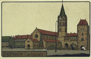 Impresión enmarcada : Plaza de Carlos en Eisenach, Turingia.
