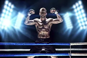 Martial Arts Concept Imprime: Kickboxer posing in the ring