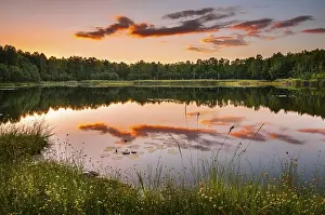 Evening Atmosphere In Germany Imprime: Lake with reflection in evening light
