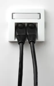 Electrical Wire Imprime: LAN cable, network cable in a socket