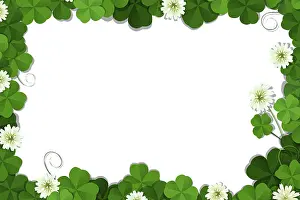 Lucky Charm Symbol Imprime: Four leaf clover frame vector over white background