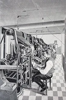 Impresión enmarcada : Máquina Linotype Simplex, 1895. Impresión enmarcada : Máquina Linotype Simplex, 1895.