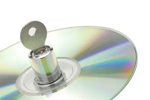 Digital Data Backup Imprime: Lock with key in a CD