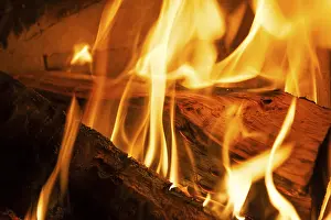 Deserted Fireplace Scene Imprime: Log fire