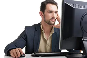 Professional Man At Work Imprime: Man looking at a computer screen